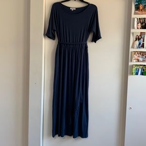 Blue midi bridesmaid dress